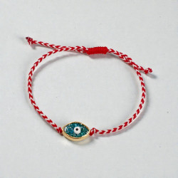 Βραχιόλι Μάρτης με μάτι με γκλίτερ και αυξομείωση στο κούμπωμα 050