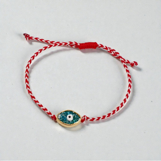Βραχιόλι Μάρτης με μάτι με γκλίτερ και αυξομείωση στο κούμπωμα 050