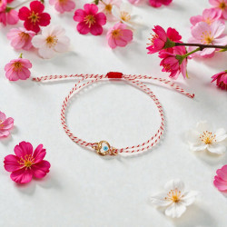 Βραχιόλι Μάρτης με καρδιά μάτι και αυξομείωση στο κούμπωμα