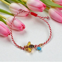 Βραχιόλι Μάρτης με μέλισσα και αυξομείωση στο κούμπωμα