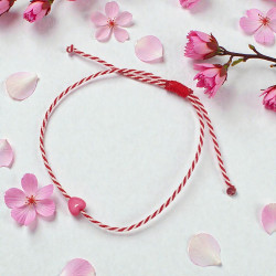 Βραχιόλι Μάρτης με καρδιά έντονο ροζ και αυξομείωση στο κούμπωμα 