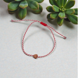 Βραχιόλι Μάρτης με καρδιά cacao και αυξομείωση στο κούμπωμα 