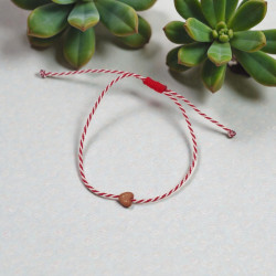 Βραχιόλι Μάρτης με καρδιά cacao και αυξομείωση στο κούμπωμα 