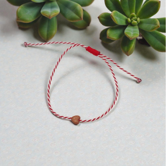 Βραχιόλι Μάρτης με καρδιά cacao και αυξομείωση στο κούμπωμα 