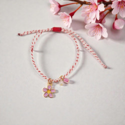 Βραχιόλι Μάρτης flower σε τόνους λιλά και αυξομείωση στο κούμπωμα 