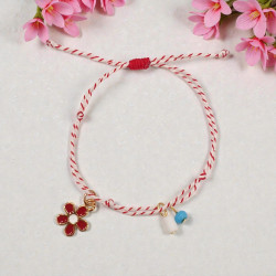 Βραχιόλι Μάρτης flower σε τόνους κόκκινο και αυξομείωση στο κούμπωμα 