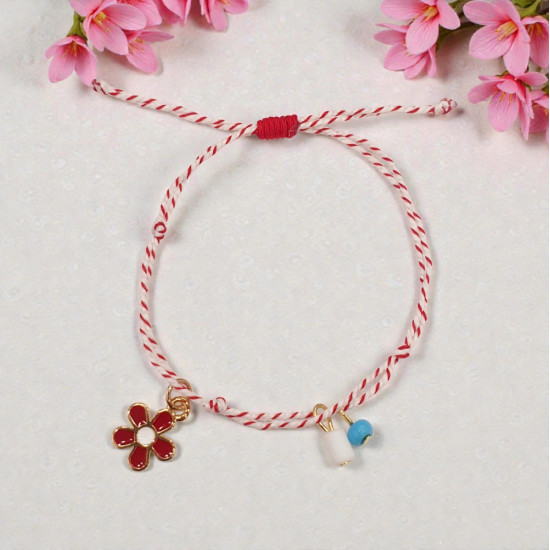 Βραχιόλι Μάρτης flower σε τόνους κόκκινο και αυξομείωση στο κούμπωμα 