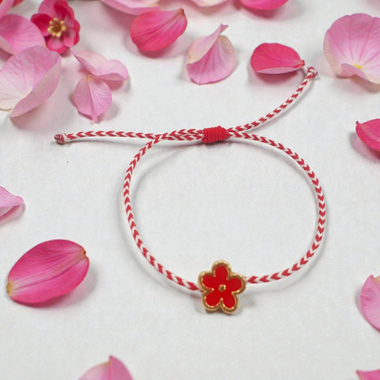Βραχιόλι Μάρτης flower σε τόνους κόκκινο  Και αυξομείωση στο κούμπωμα 01