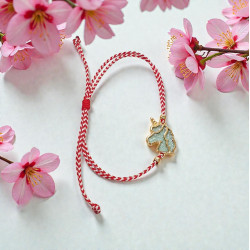 Βραχιόλι Μάρτης μονόκερος σε χρώμα βεραμάν και αυξομείωση στο κούμπωμα