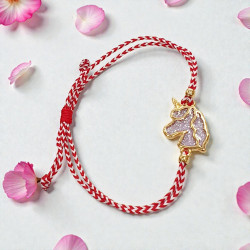 Βραχιόλι Μάρτης μονόκερος σε χρώμα ροζ και αυξομείωση στο κούμπωμα