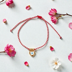 Βραχιόλι Μάρτης καρδιά με μάτι και αυξομείωση στο κούμπωμα