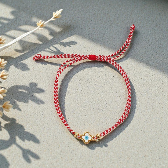 Βραχιόλι Μάρτης Σταυρός με μάτι και αυξομείωση στο κούμπωμα