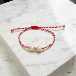 Diaxeirinis Βραχιόλι Μάρτης με πέρλες και αυξομείωση στο κούμπωμα  
