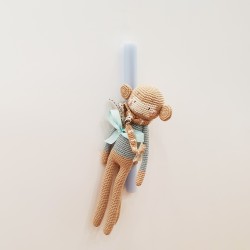 Λαμπάδα με χειροποίητο Πλεκτό Μαϊμουδάκι