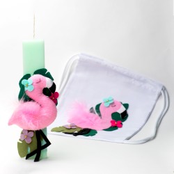 Λαμπάδα Flamingo με τσάντα πλάτης
