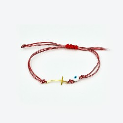 Χειροποίητο Μαρτάκι με χρυσό σταυρό και μάτι