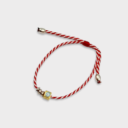 Χειροποίητο Μαρτάκι κύβος με ματάκι και σταυρό