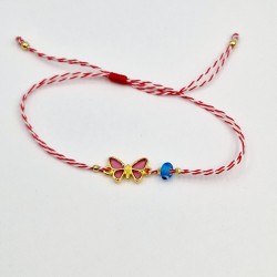 Χειροποίητο Μαρτάκι πεταλούδα βιτρό ρόζ