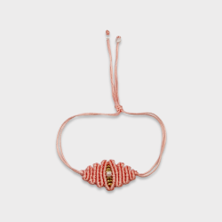 Χειροπίητο βραχιόλι μάτι μακραμέ ρόζ