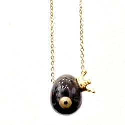 Αυγό κολιέ κεραμικό με ατσάλινη 316L αλυσίδα