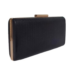 Γυναικεία τσάντα clutch δερματίνη σε ανάγλυφο σχέδιο με μεταλλικό πλαίσιο και αλυσιδάκι