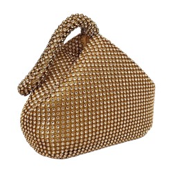 Γυναικεία τσάντα πουγκί με στρας σε χρυσό χρώμα για λαμπερές εμφανίσεις