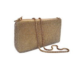 Γυναικεία τσάντα στρας και ιδιαίτερη χρυσή αλυσίδα ή δερμάτινο λουράκι για εντυπωσιακές εμφανίσεις