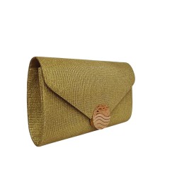 Γυναικεία τσάντα φάκελος σε χρυσό χρώμα με μεταλλικό κούμπωμα