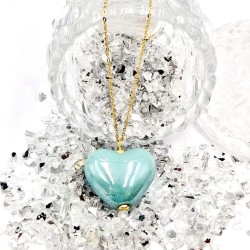 Κολιέ Μακρύ με κεραμική καρδιά και Αλυσίδα από Ανοξείδωτο Ατσάλι L316