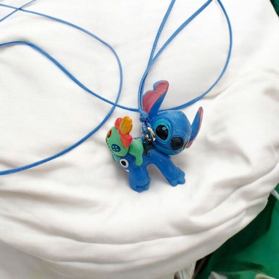Κολιέ Stitch  με το κουκλάκι της Lilo με κορδόνι και αυξομείωση στο κούμπωμα 