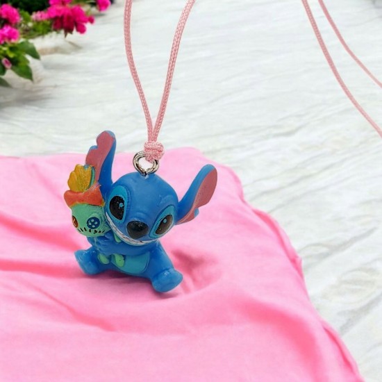 Κολιέ Stitch  με το κουκλάκι της Lilo με κορδόνι και αυξομείωση στο κούμπωμα 