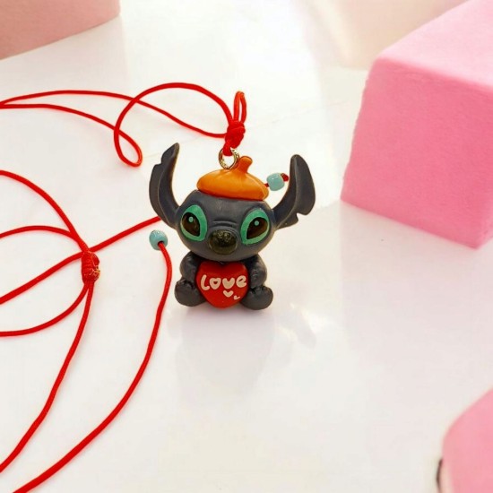 Κολιέ Stitch με κορδόνι & αυξομείωση στο κούμπωμα 