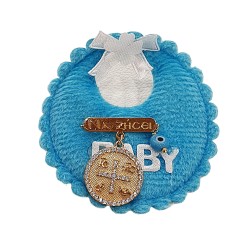 Παραμάνα από ασήμι 925 επιχρυσωμένη με ευχή στην βάση της παραμάνας "Να Ζήσει" με κωνσταντινάτο και ζιργκόν