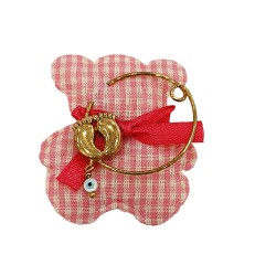 Παραμάνα από ασήμι 925 επίχρυσο καρφίτσα στρογγυλή με πατουσάκια