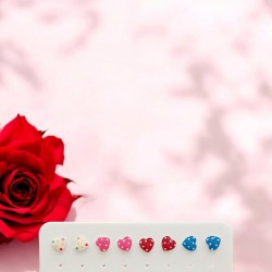 Σκουλαρίκια παιδικά καρφωτά καρδούλα με σμάλτο από ατσάλι 316L