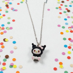 Κολιέ Kuromi με ατσάλινη αλυσίδα σε ασημένιο χρώμα