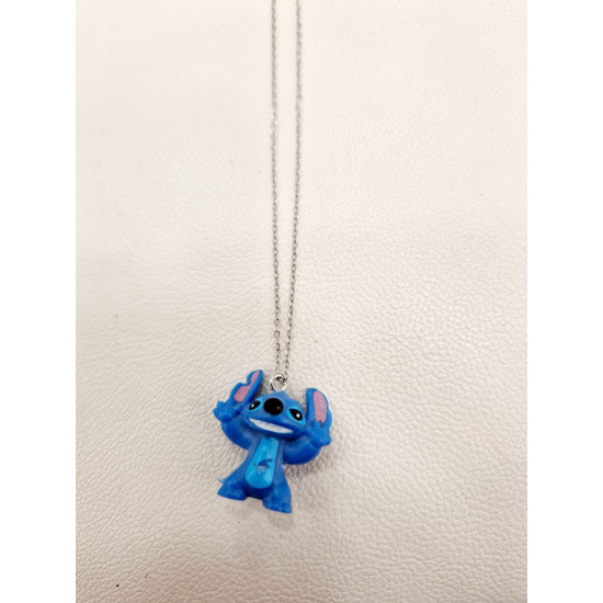 Κολιέ Stitch με αλυσίδα ατσάλινη σε ασημένιο χρώμα