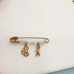 Παραμάνα παιδική από ατσάλι L316 με αυτοκίνητο και αγοράκι με λεπτομέρεια γαλάζια κρυσταλλάκια 