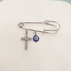 Παραμάνα παιδική από ατσάλι L316 με ματάκι και σταυρό