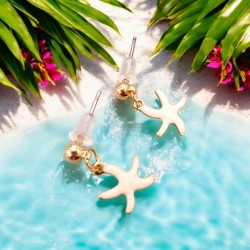 Σκουλαρίκια Αστερίας από ατσάλι 316L και λευκό σμάλτο