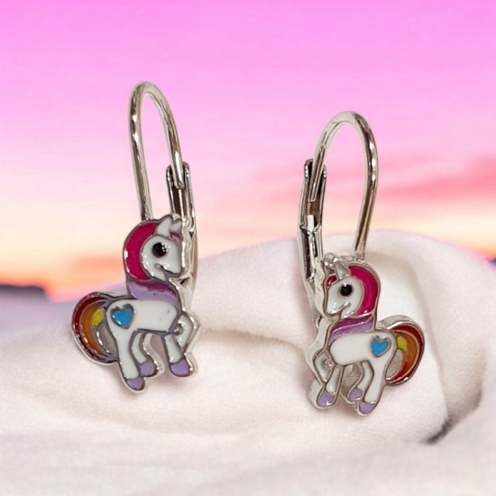 Παιδικά Σκουλαρίκια Unicorn από ασήμι 925