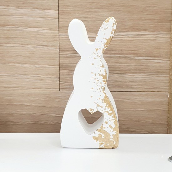 Διακοσμητικός λαγός λευκός με πινελιές χρυσού (S)