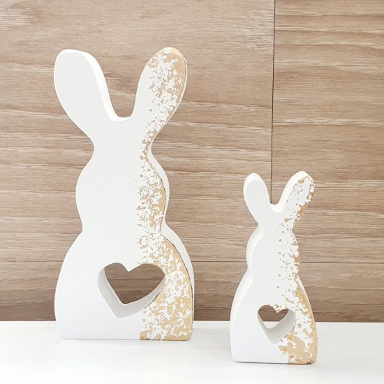 Διακοσμητικός λαγός λευκός με πινελιές χρυσού (L)