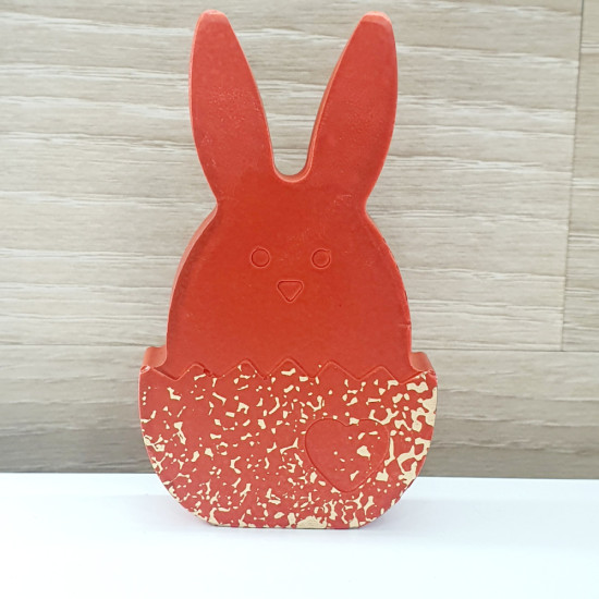 Διακοσμητικός λαγός κόκκινος σε αυγό με πινελιές χρυσού  Μέγεθος Big