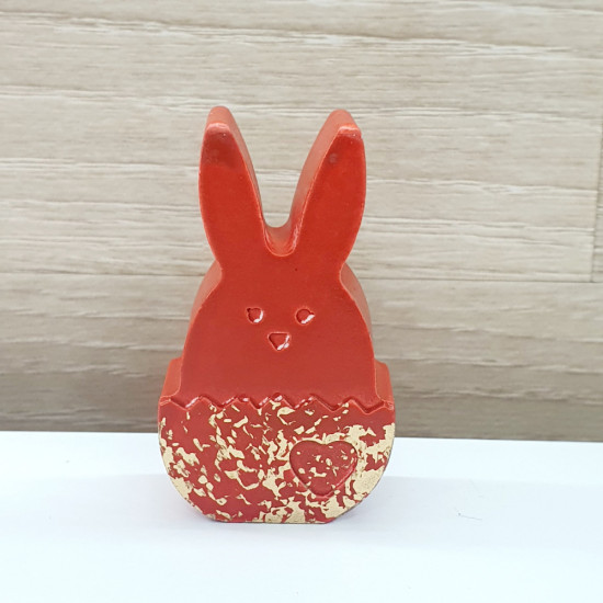Διακοσμητικός λαγός κόκκινος σε αυγό με πινελιές χρυσού  Μέγεθος Small