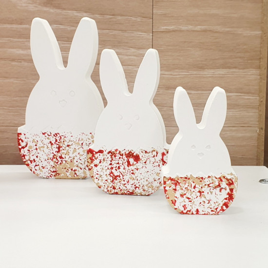 Διακοσμητικός λαγός άσπρος σε αυγό με πινελιές χρυσού  Μέγεθος Large