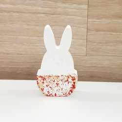 Διακοσμητικός λαγός άσπρος σε αυγό με πινελιές χρυσού  Μέγεθος Small