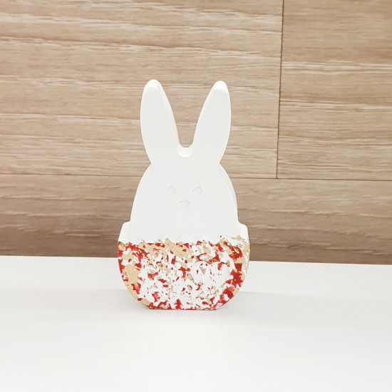 Διακοσμητικός λαγός άσπρος σε αυγό με πινελιές χρυσού  Μέγεθος Small