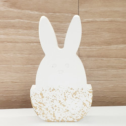 Διακοσμητικός λαγός λευκός σε αυγό με πινελιές χρυσού Μέγεθος Big