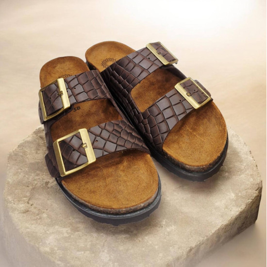 Γυναικείο Flatform Δερμάτινο Σε Χρώμα καφέ Κροκό ATENEO  brown CROCO No 38